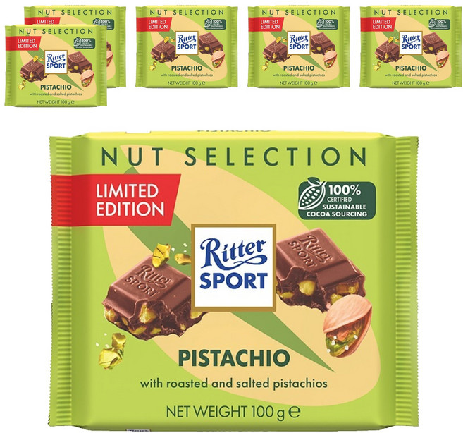 Ritter Sport 開心果巧克力, 100g, 6個