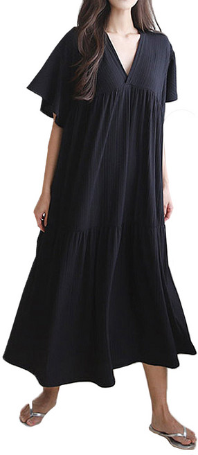 V領孕婦彈性連身裙