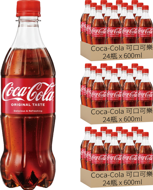 Coca-Cola 可口可樂 汽水, 600ml, 72瓶