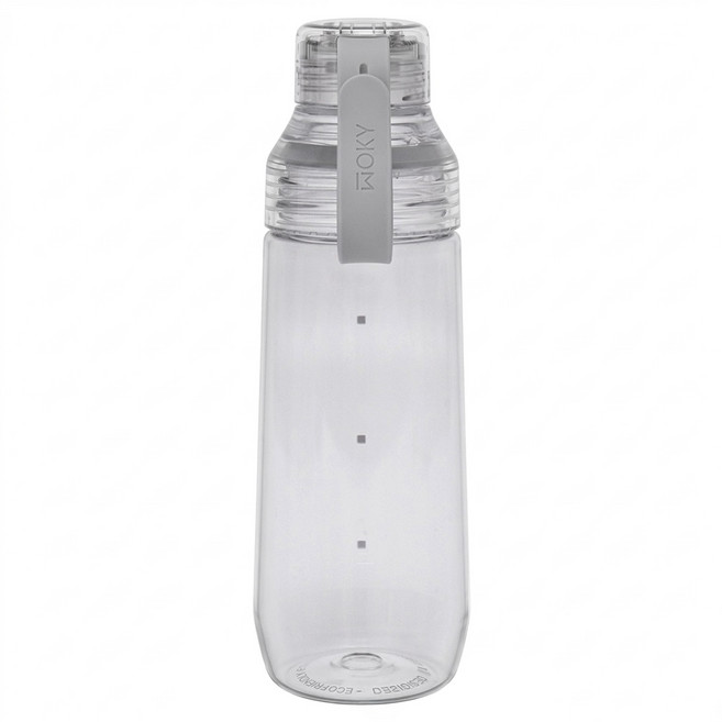 WOKY 沃廚 台灣公司貨 Ecozen 透明瓶 附彈跳吸管, 淺灰色, 600ml, 1個