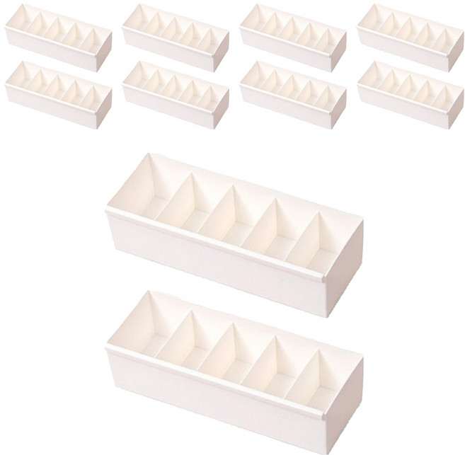 이즈리빙 칸칸칸 연결형 서랍정리 칸막이 속옷정리함 5칸, 아이보리, 10개