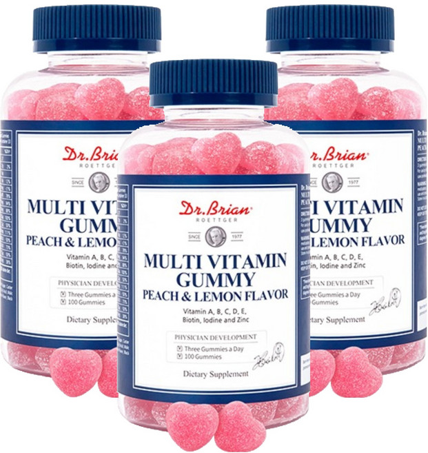 닥터브라이언 멀티비타민 구미 복숭아 & 레몬맛, 300g, 3개