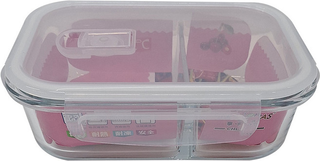 Need LOHAS 享樂活 分隔玻璃保鮮盒 CHL1233, 容器 + 蓋子, 1組