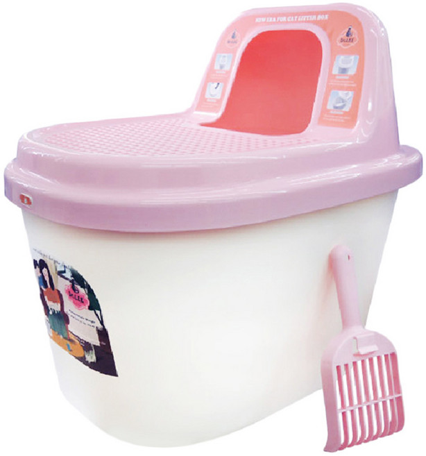 DR. LEE 蹲式型馬桶貓砂盆 不沾砂, 粉色, 1個