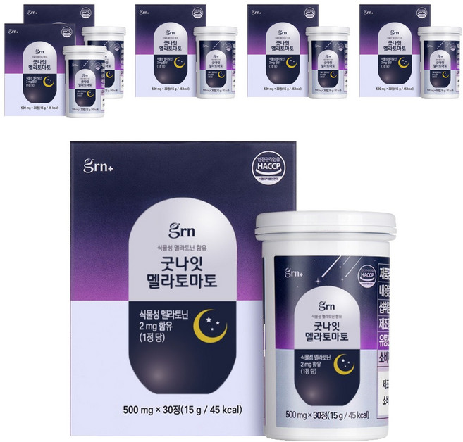 GRN 식물성 멜라토닌 함유 굿나잇 멜라토마토 수면 영양제, 15g, 6개