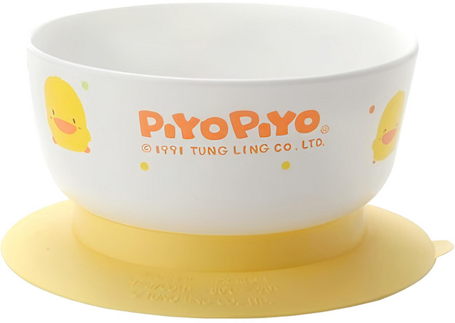 PiYOPiYO 黃色小鴨 幼兒學習碗 微波爐專用餐具 重量輕 不易摔破 適合孩童使用, 黃色, 1個