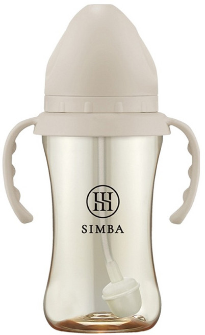 Simba 小獅王辛巴 蘊蜜鉑金PPSU寬口吸管把手防脹氣奶瓶 3個月以上, 杏茶, 270ml, 1個