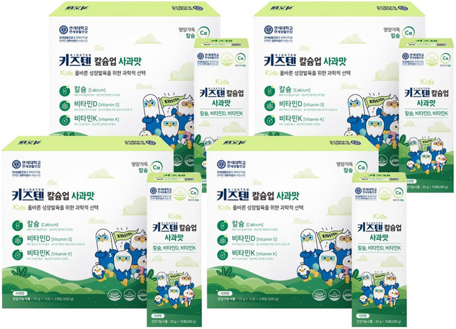 키즈텐 어린이 칼슘업 사과맛, 600g, 4개