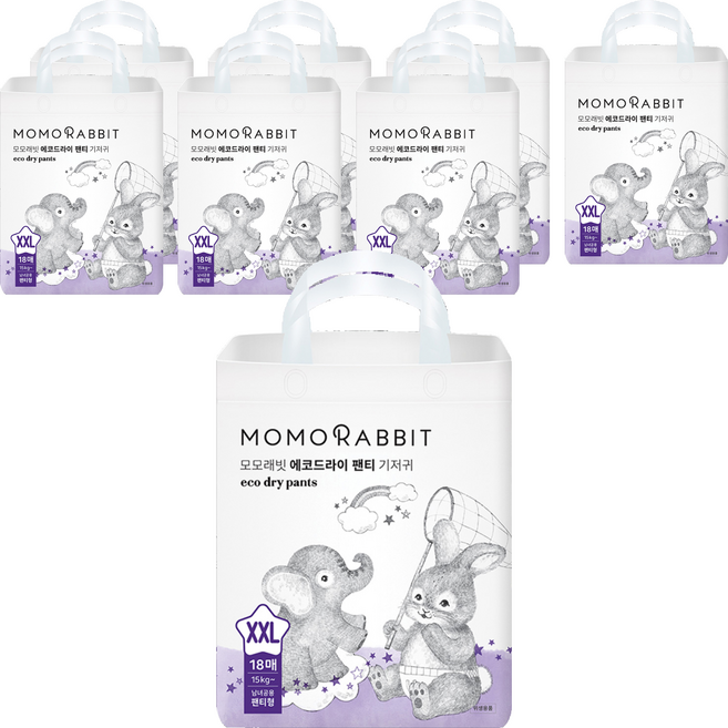 모모래빗 에코드라이 팬티기저귀, 점보형(2XL), 144매