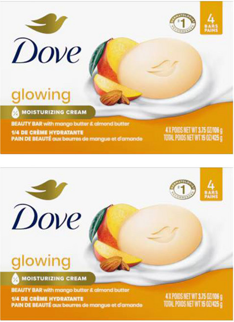 Dove 多芬 輕盈光感芒果杏仁皂 4入 溫和保濕 深層清潔 芒果杏仁香氛, 424g, 2盒