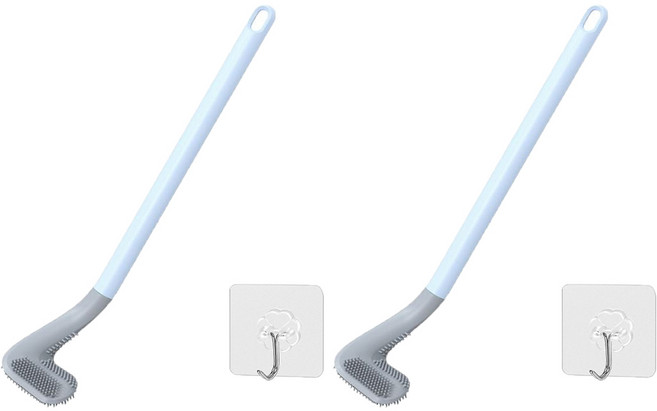 메르송 실리콘 틈새 변기솔 화장실 커브솔, 블루, 2개