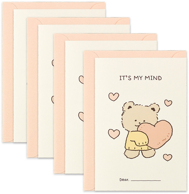 대시앤도트 부시시 베어 메시지 카드 4p 세트, 보들하트, 1세트