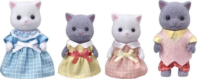 EPOCH Sylvanian Families 森林家族 新波斯貓家庭組 4 隻可擺姿勢的公仔, 1盒