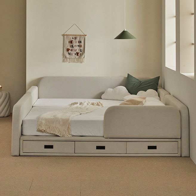 드림 패밀리 수납침대 + 서포트 본넬 매트리스 세트 방문설치, 아이보리