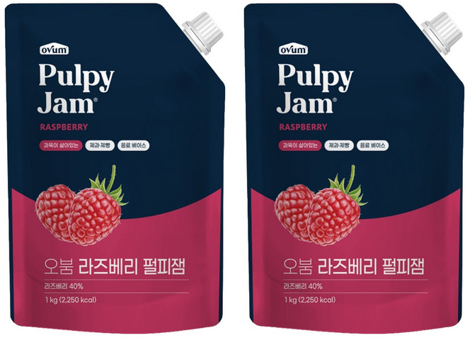 오붐 라즈베리 펄피잼, 1kg, 2개