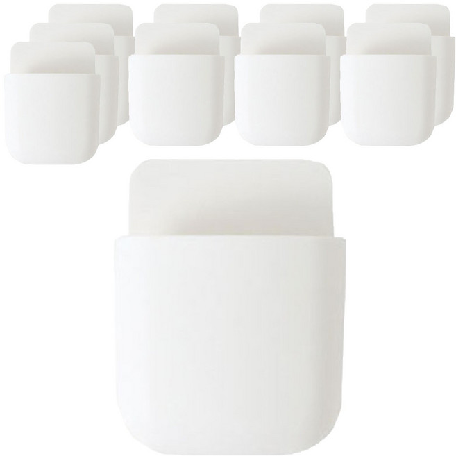 디오셀 무타공 접착식 다용도 리모콘 휴대폰 거치대, 화이트, 10개