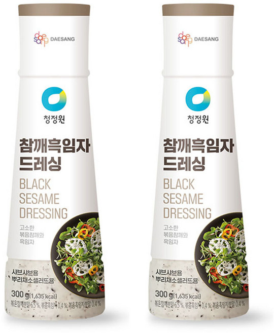 청정원 참깨 흑임자 드레싱, 300g, 2개
