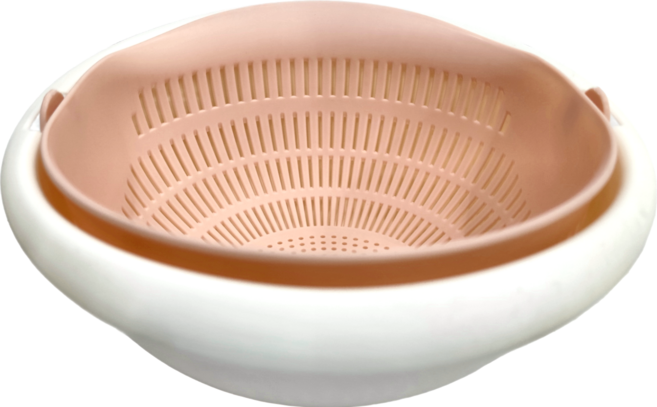 MIKA HOUSE 橘之屋 雙層創意旋轉瀝水籃 環保PP材質 款式簡約 360°旋轉, 白色 + 橘色, 1盒