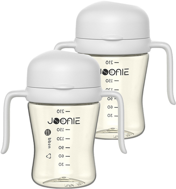 주니 유아용 뚜껑 일체형 2세대 자기주도컵, 210ml, 2개, 화이트