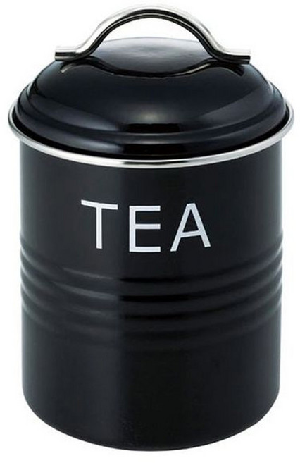 SALUS 佐藤金屬 復古收納罐 TEA 黑色, 1個