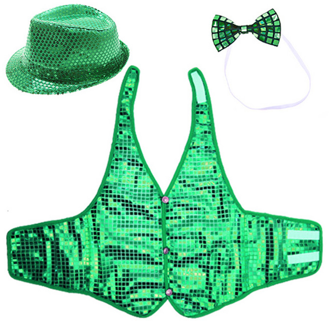 LivingDA 亮片帽+亮片背心XL+蝴蝶領結套組, 1組, 綠色