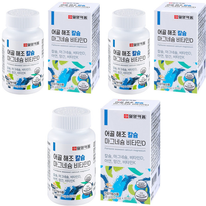 일양약품 어골 해조 칼슘 마그네슘 비타민D 비타민K, 48g, 3개