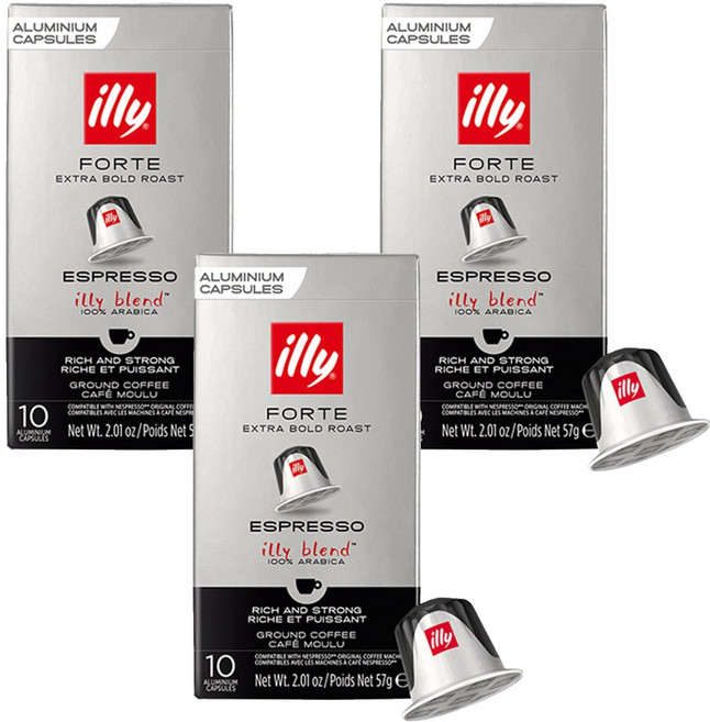 일리 엑스트라 볼드 로스트 에스프레소 그라운드 네스프레소 호환 캡슐커피, 5.7g, 10개입, 3개
