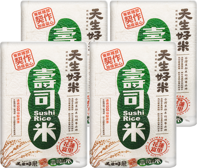 天生好米 花蓮契作壽司米, CNS二等, 1.5kg, 4包