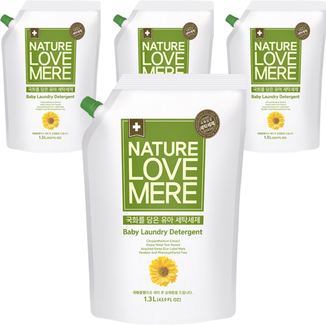 네이쳐러브메레 유아 국화 세제 리필형, 1.3L, 4개