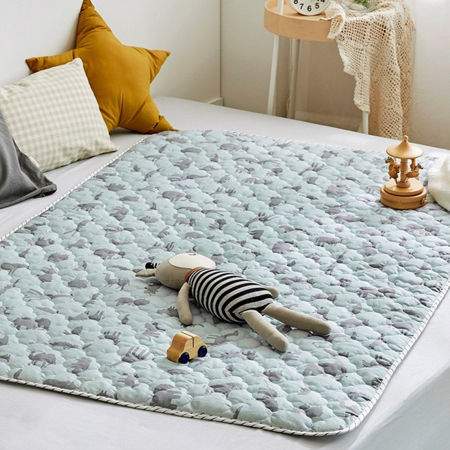 쁘리엘르 그루비 순면 유아 누비 방수패드, 민트, 1개