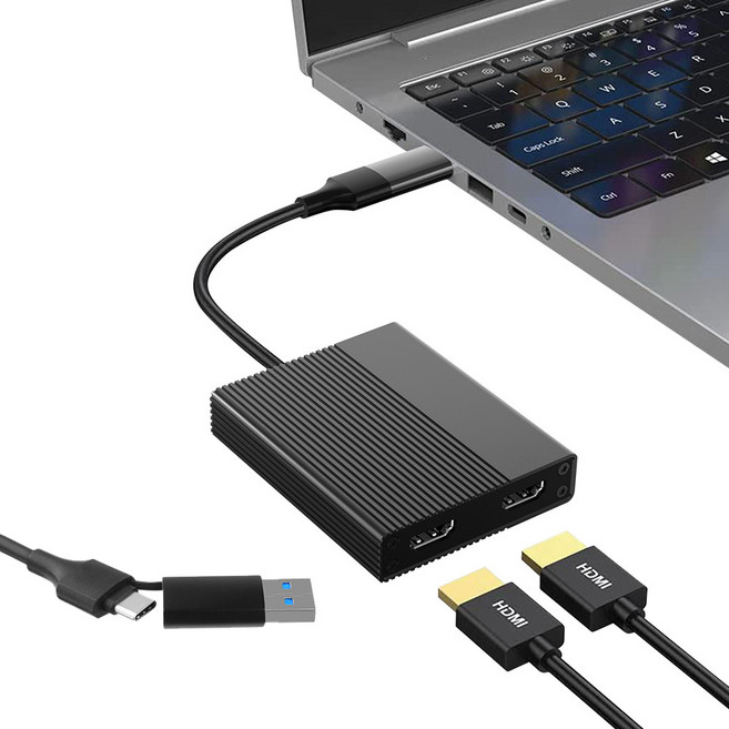 모비큐 맥북 4K 60Hz 듀얼 HDMI 모니터 Display Link DL-6950 탑재 고성능 USB 그래픽 어댑터 CT-21P, 블랙, 1개