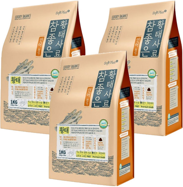 럭셔리발란스 전연령 강아지 소프트플러스 참좋은 황태 소프트사료, 연어, 1kg, 3개