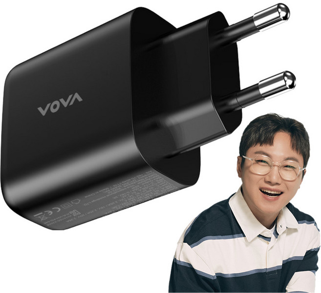 보바 GaN PD65W 초고속 3포트 멀티 충전기 어댑터 VA-202, 블랙, 1개