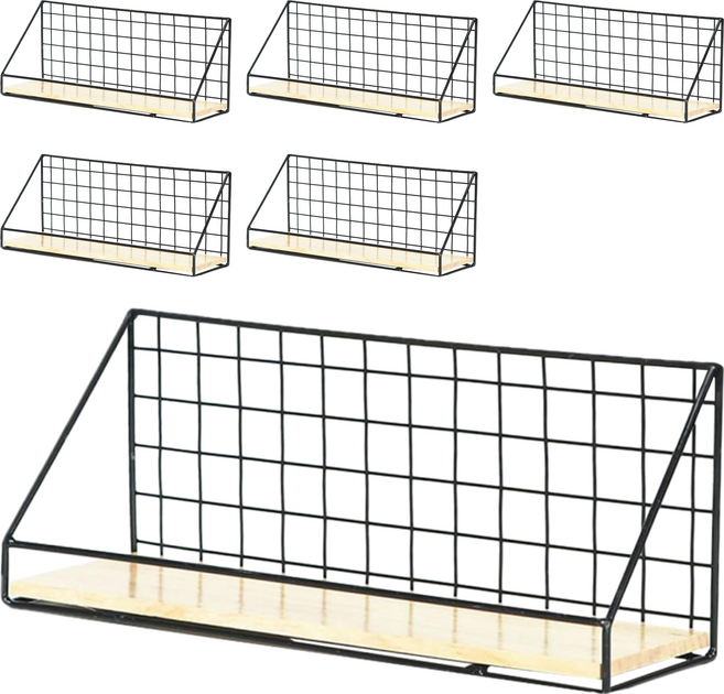 小麥購物 工業風牆面置物架 C160 35cm 420g, 黑色, 6個