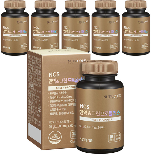 뉴트리코어 NCS 면역엔 그린 프로폴리스, 60정, 6개