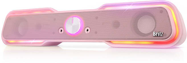 브리츠 레인보우 게이밍 사운드바 스피커, BZ-SL10, 핑크