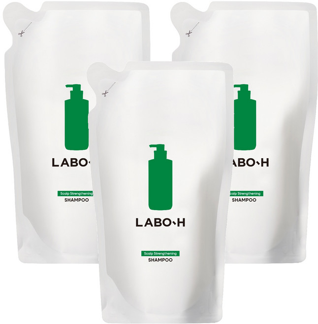 LABO-H 緩解掉髮症狀 弱酸性頭皮強化 純素洗髮精 補充包, 3個, 400ml