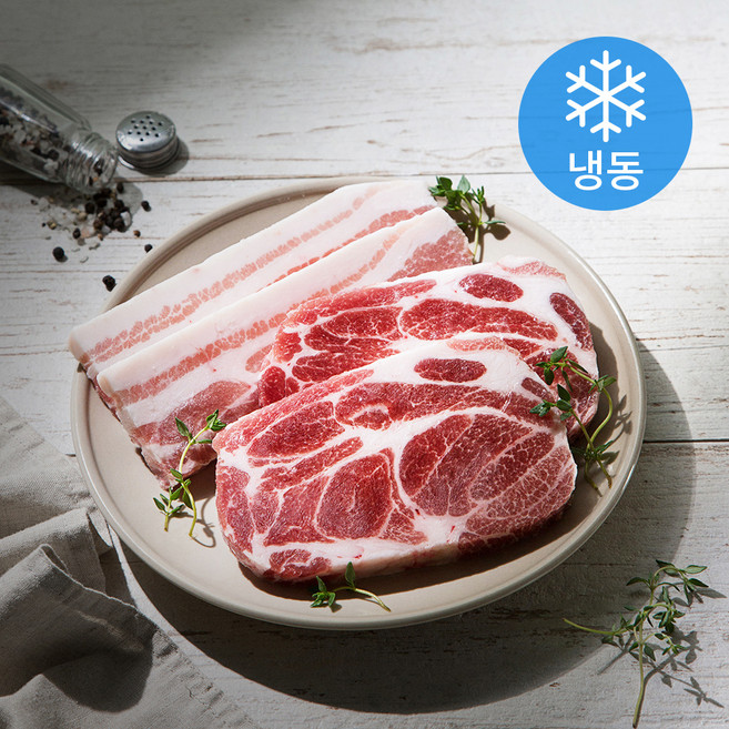 6다이닝 듀록 돼지고기 삼겹살 300g + 목살 300g (냉동), 1세트