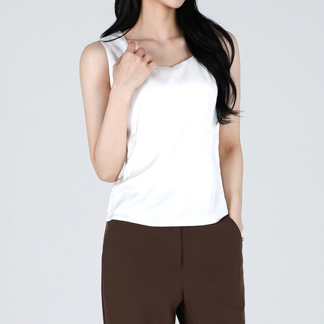 모이르벨라 여성용 스퀘어 실크 민소매 블라우스 O263-0284
