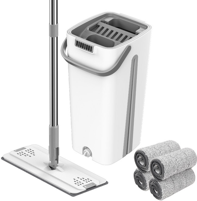 코멧 홈 노터치 밀대 + 극세사 패드 4개, 1세트