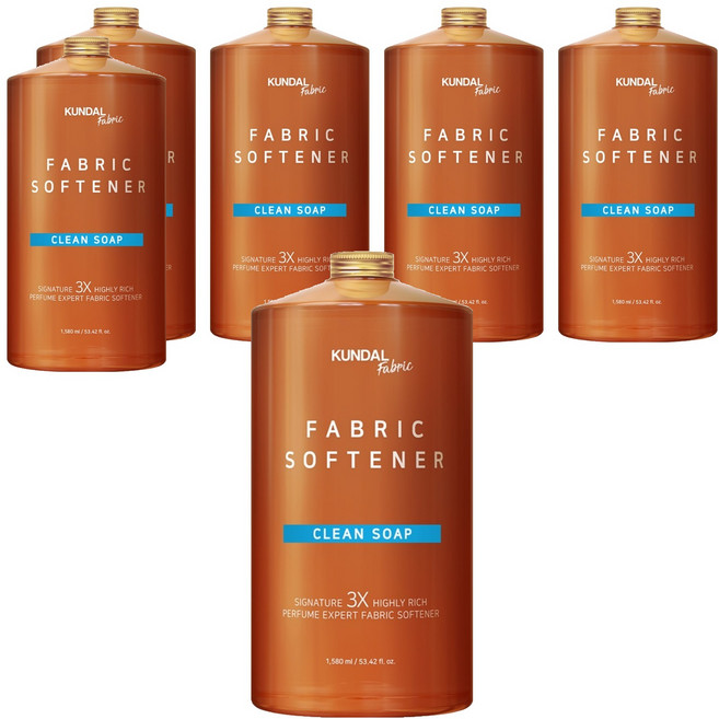 쿤달 시그니처 3X 초고농축 리치 퍼퓸 엑스퍼트 섬유유연제 클린솝향 본품, 1.58L, 6개