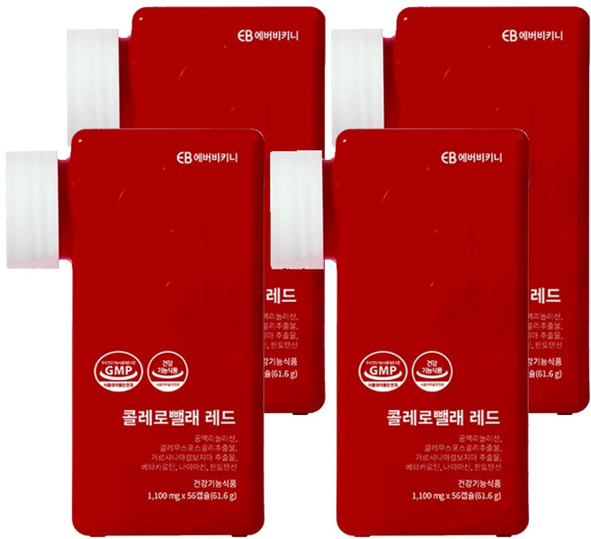 에버비키니 콜레로뺄래 레드 다이어트 보조제 61.6g, 56정, 4개