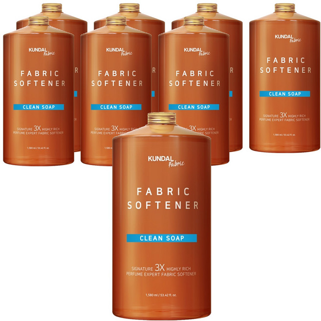 쿤달 시그니처 3X 초고농축 리치 퍼퓸 엑스퍼트 섬유유연제 클린솝향 본품, 1.58L, 8개