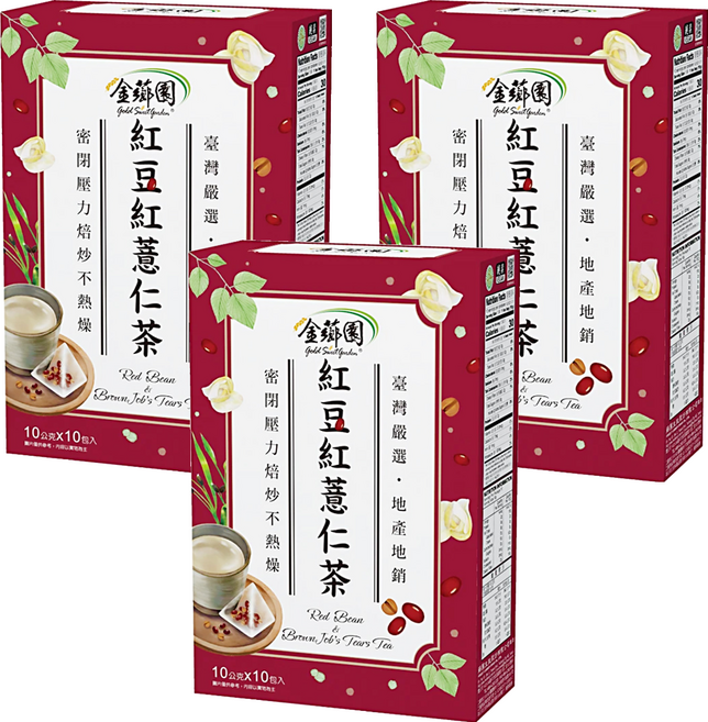 金薌園 紅豆紅薏仁茶, 10g, 10包, 3盒