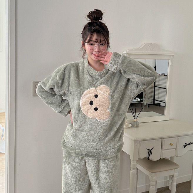 피어니스트 여성용 겨울 파자마 상하의 세트