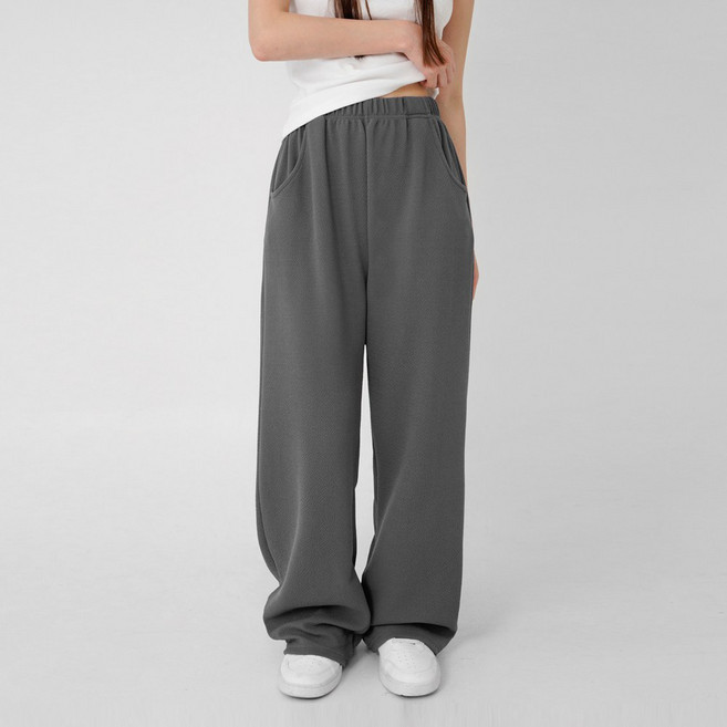 Cotton Closet 女款防皺利物浦彈性鬆緊帶直筒寬褲