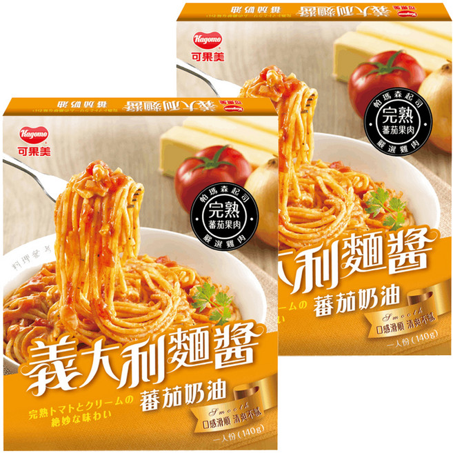 KAGOME 可果美 義大利麵醬 蕃茄奶油, 140g, 2盒