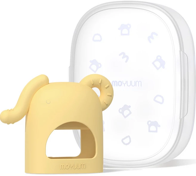 모윰 유아용 코끼리 치발기, 치발기 + 전용케이스, 크림옐로우, 1개 - 쿠팡