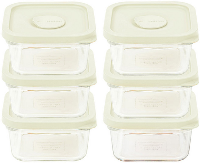 글라스락 렌지쿡 촉촉한 햇밥용기 정사각 코코넛밀크, 6개