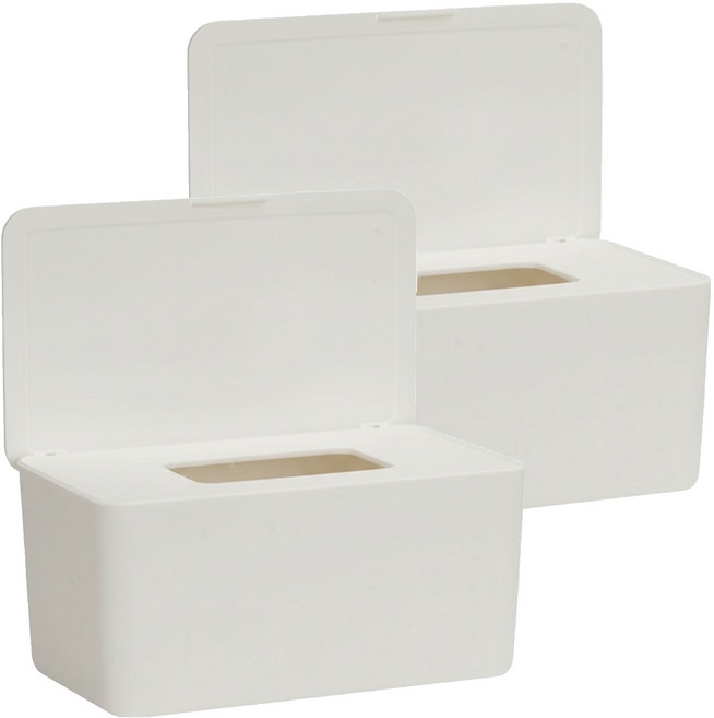 comet 多用途濕紙巾收納盒 21 x 12.5 x 10cm, 2個, 象牙白